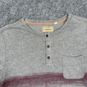 JEREMIAH T Shirt Large Grey Striped Henley‎ Pocket Short Sleeve Men's